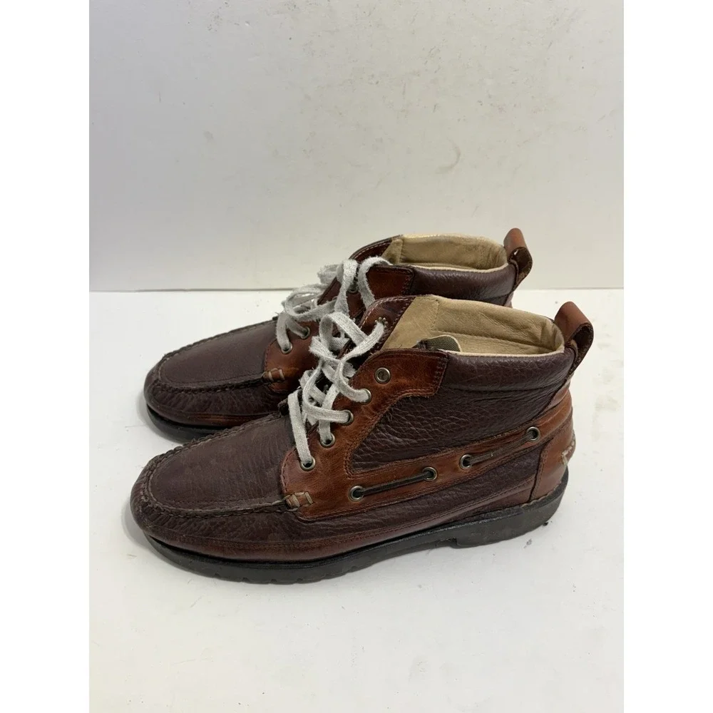 LL Bean Allagash Boots Men Shoes Brown Bison Leather Chukkas Gorpcore 8.5 EE